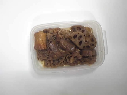 れんこんと牛肉こんにゃくの甘辛炒め