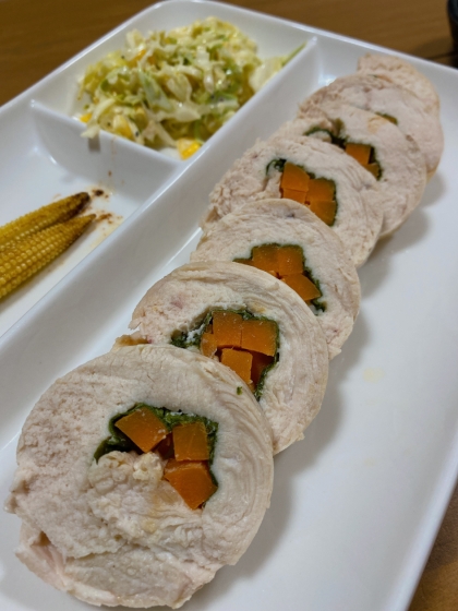 鶏胸肉で梅しそチーズロール