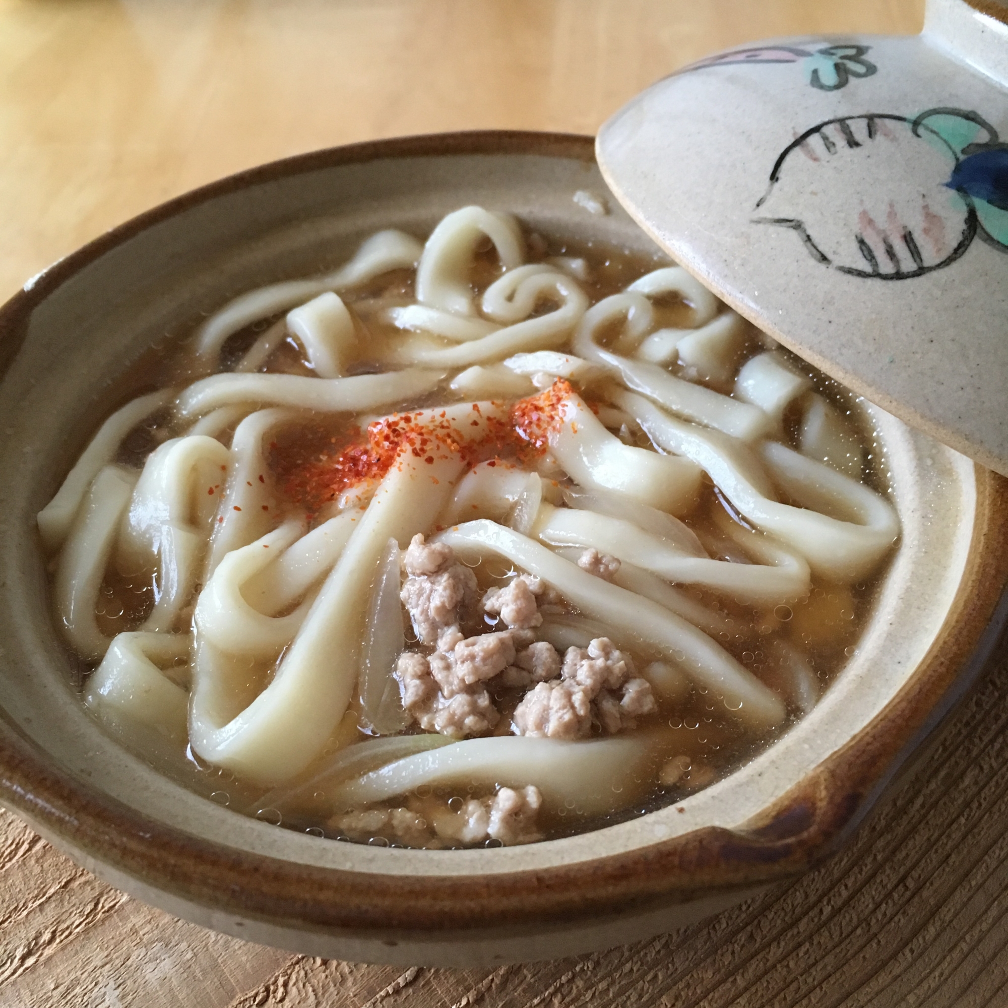 ひき肉あんの煮込みうどん♪