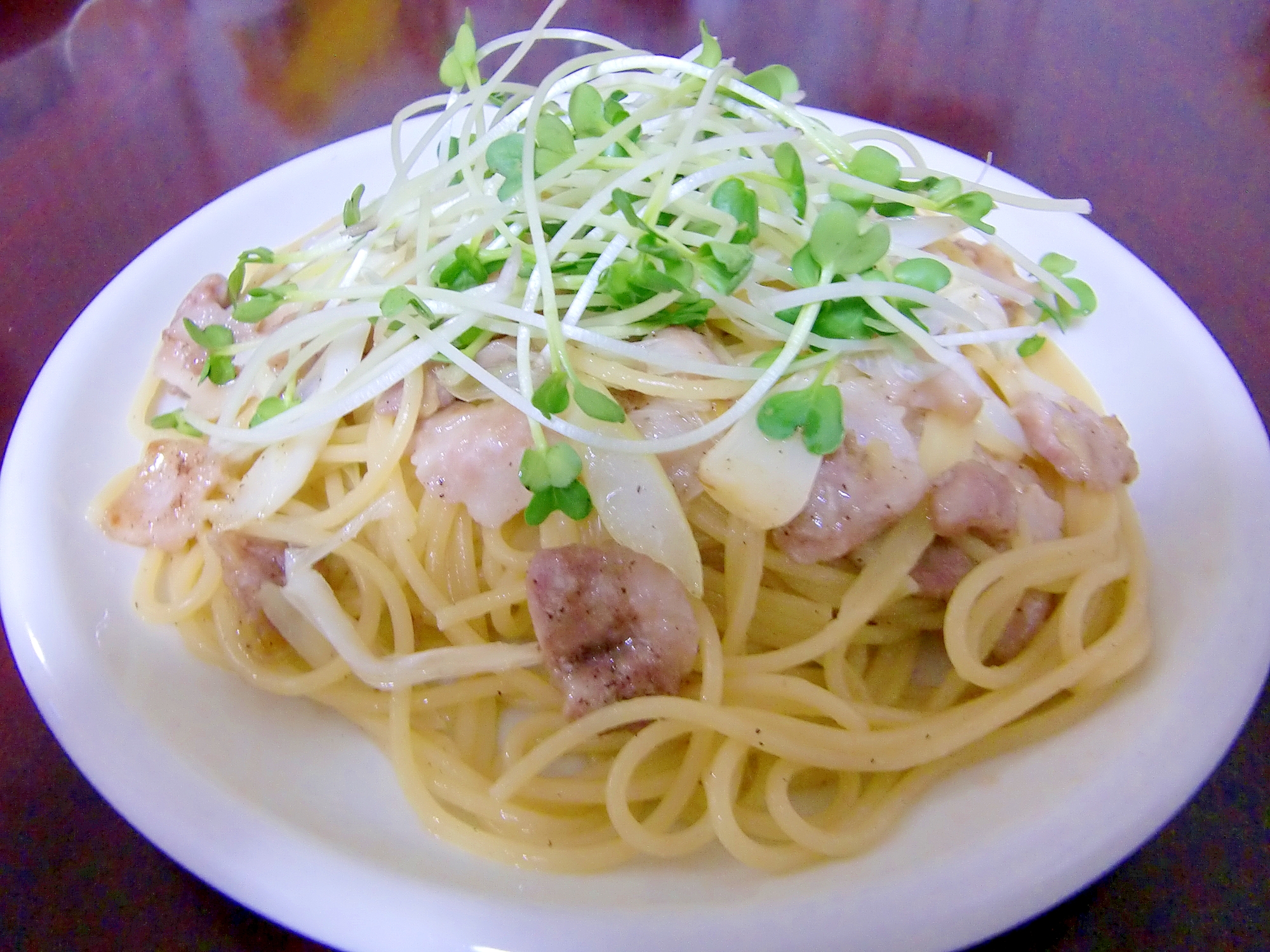 豚肉と長ねぎの和風パスタ