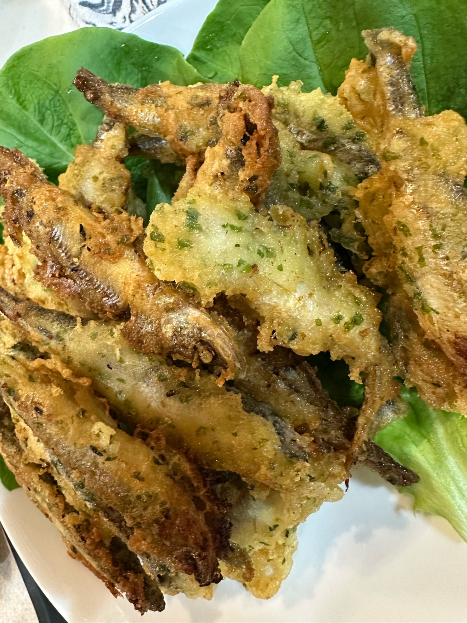 ワカサギのあおさ入り天ぷら