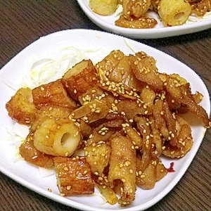 大好き鶏皮自分炒め ちくわでかさ増し＆カロリー減？ レシピ・作り方