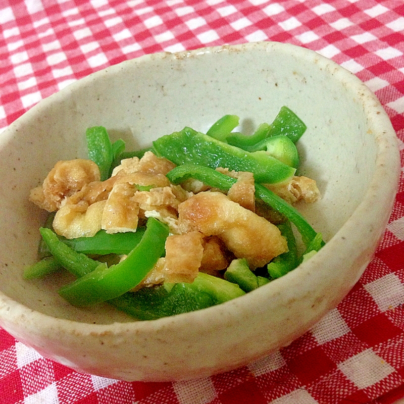 レンジで簡単！ピーマンと油揚げの麺つゆ★