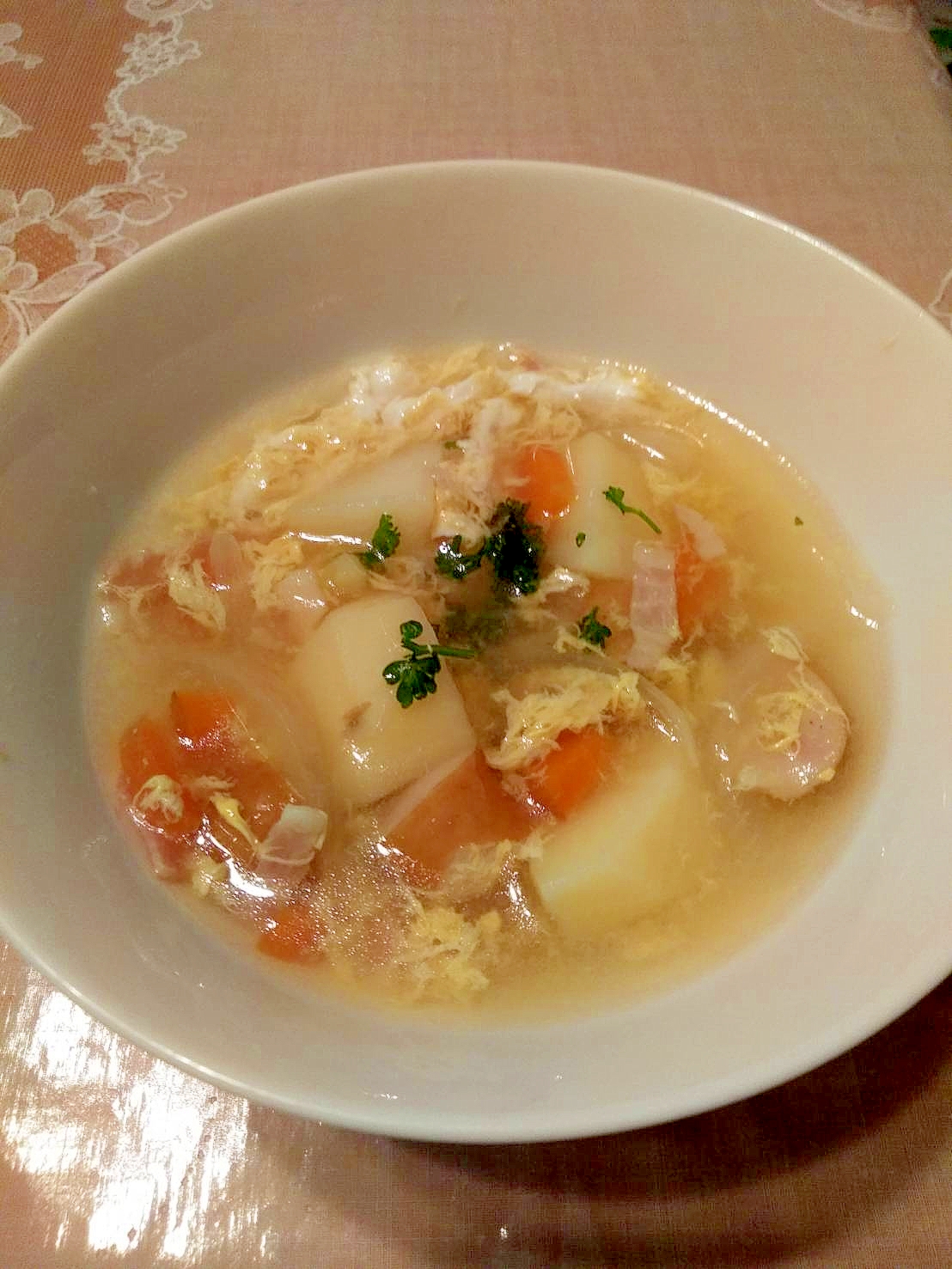 鶏肉と野菜の卵スープ 幼児食 レシピ 作り方 By たかほん 楽天レシピ