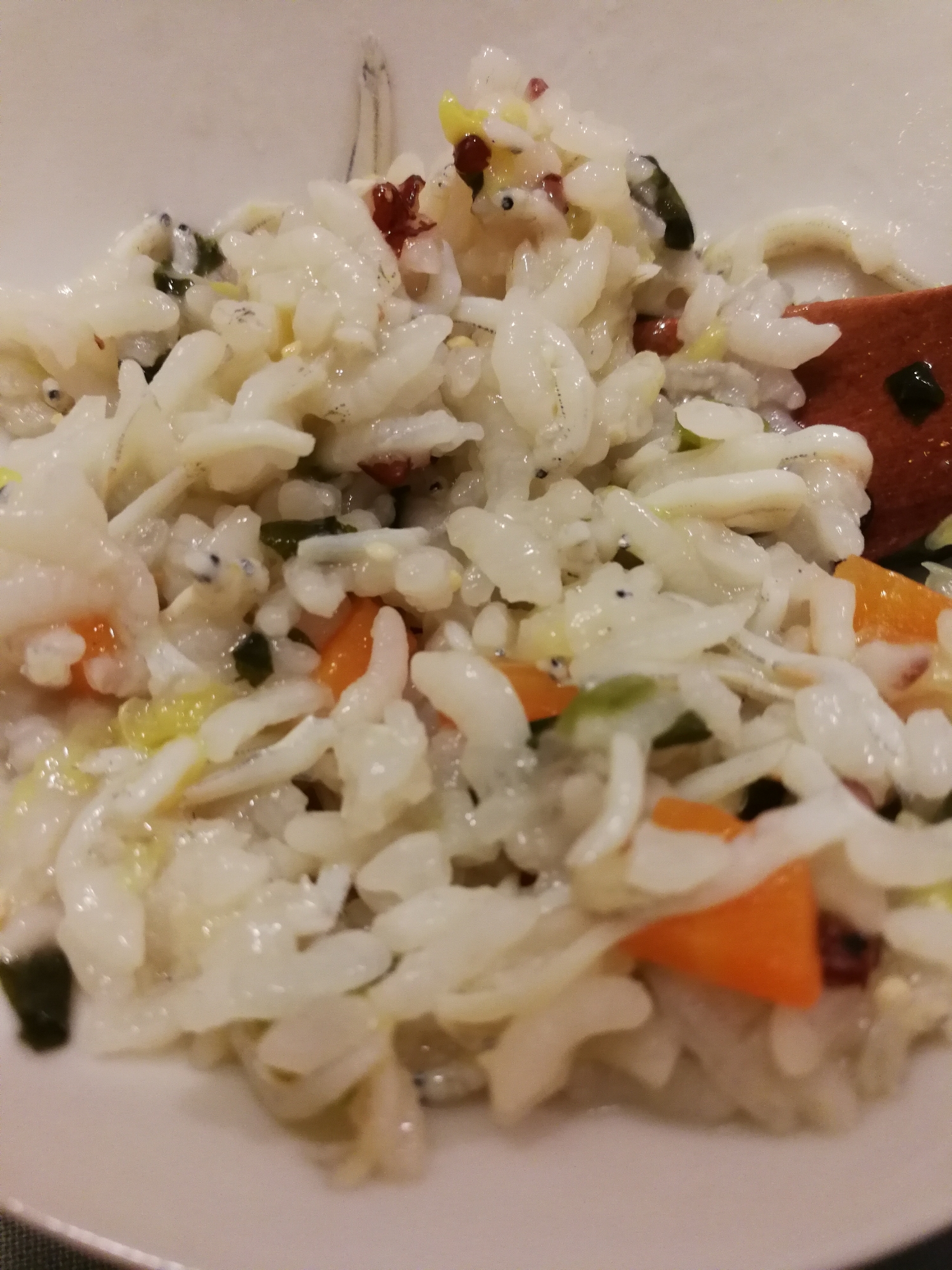 【離乳食後期】しらすと野菜の味噌煮込み粥