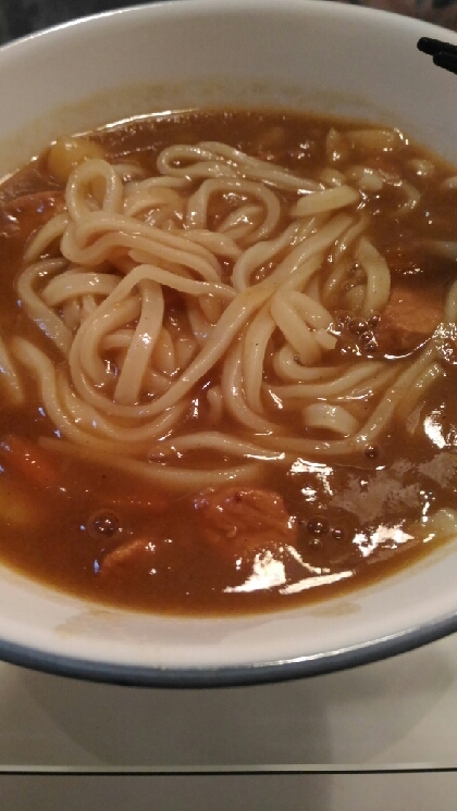 三日目のカレーでしたが、カレーうどんにしていただきました！
おいしかったです～