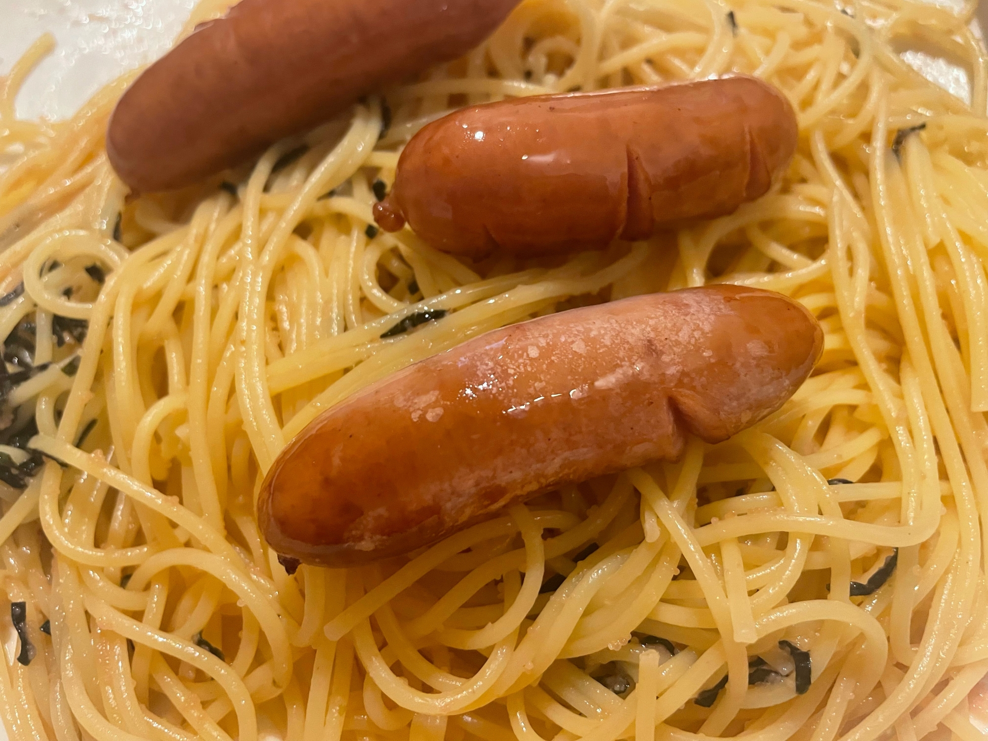 ソーセージ明太子パスタ