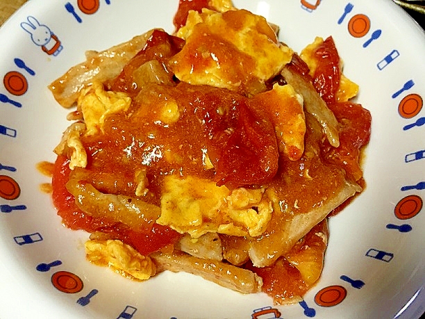 トマトと卵と豚肉の中華炒め☆香味ペーストを使って