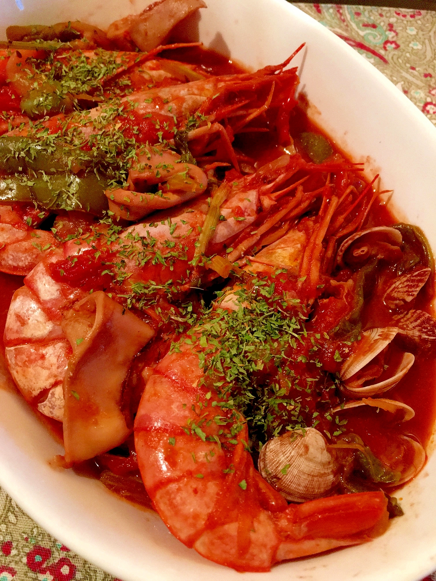 えびといか、あさりのトマト煮♩(電気圧力鍋使用)