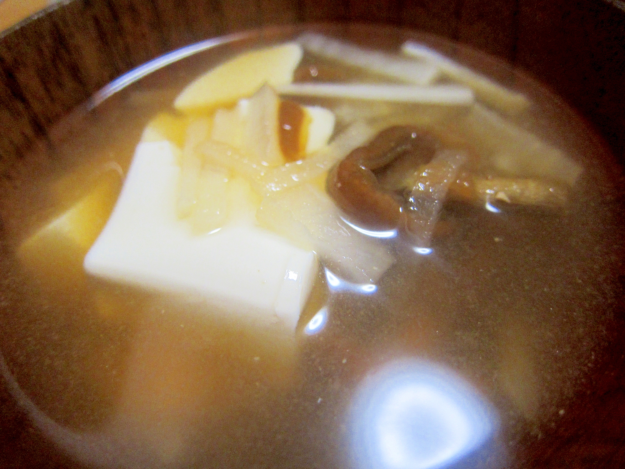 鳥海なめこと豆腐の大根味噌汁グリル