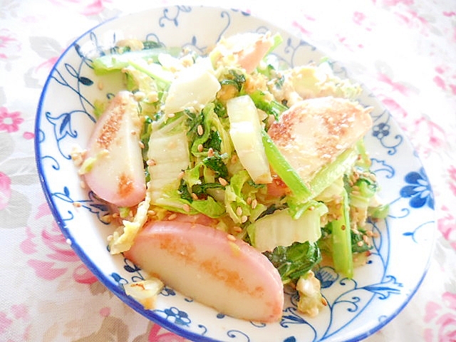 ❤白菜と小松菜と蒲鉾の卵炒め❤