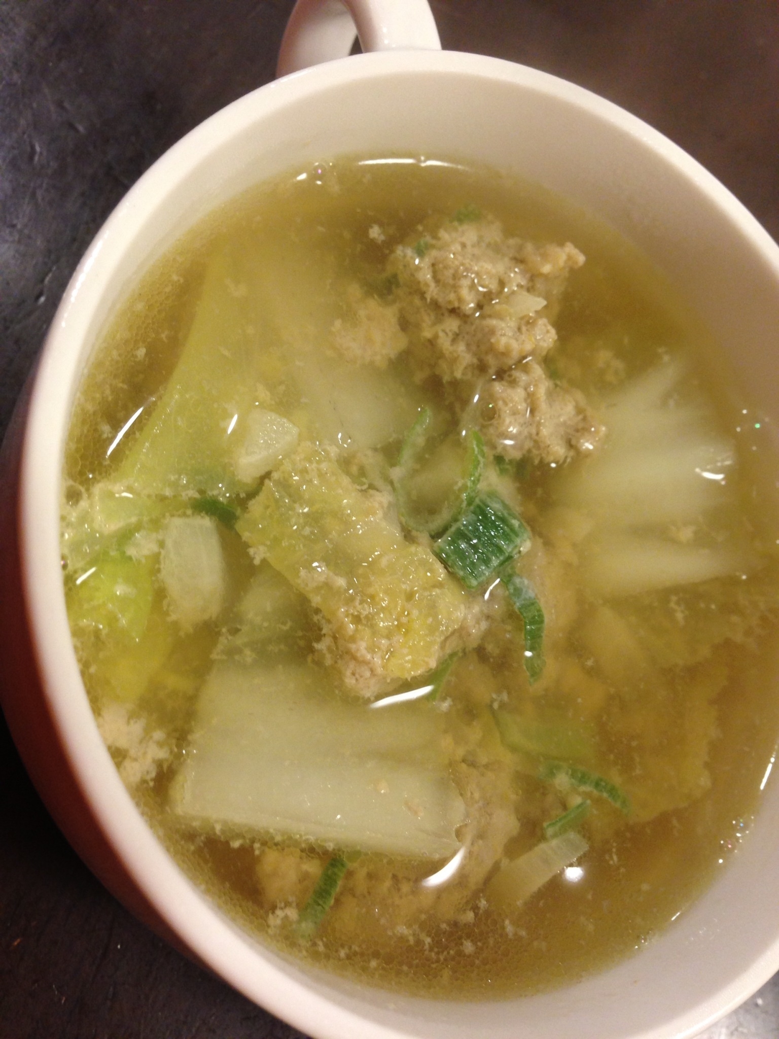 豚ミンチと白菜の中華スープ