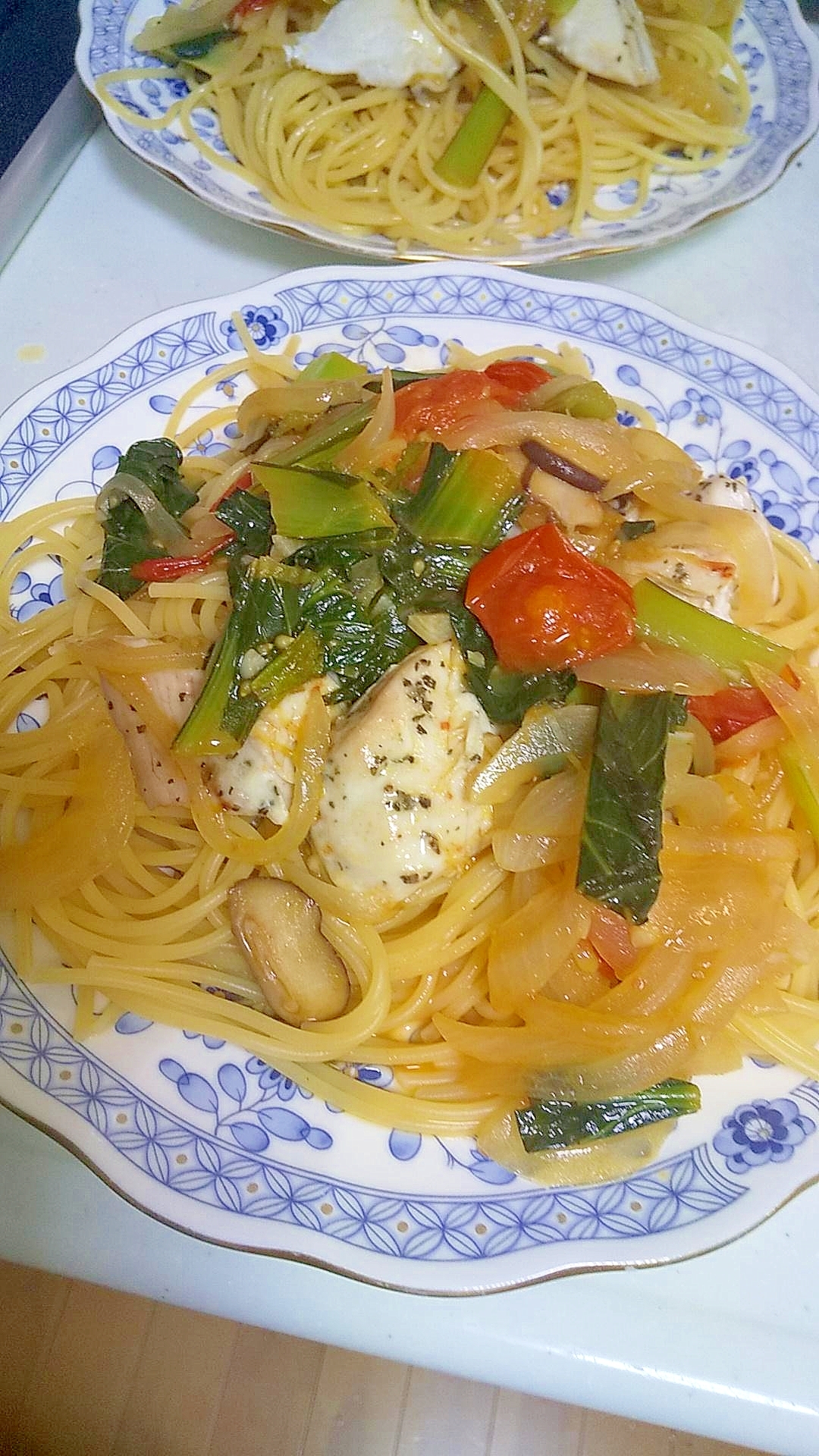 野菜たっぷり☆さわらとトマトのスパゲティ