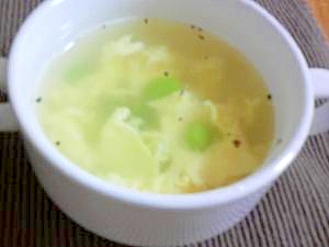 枝豆と卵のスープ