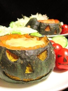 坊ちゃんかぼちゃdeハロウィンバーグ☆ レシピ・作り方 by YAMAT