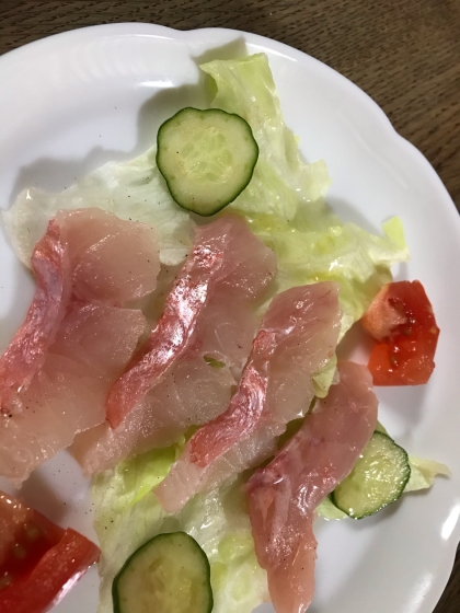 酢玉ねぎで金目鯛のカルパッチョ^ - ^