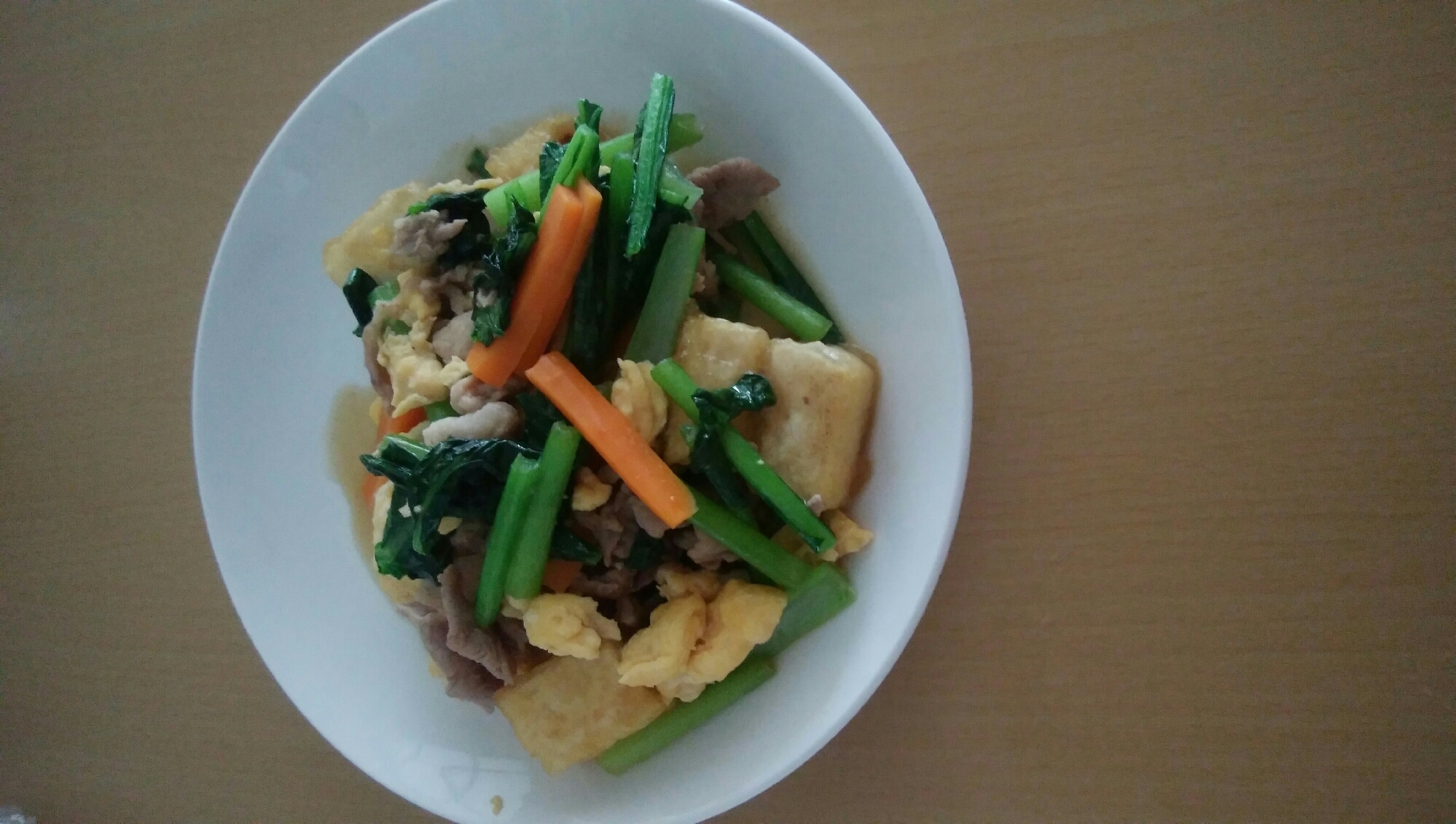 小松菜と厚揚げ風豆腐のチャンプルー