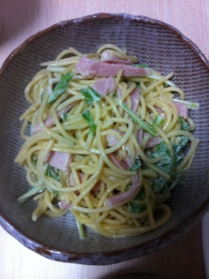 ハムと水菜のスパゲティサラダ