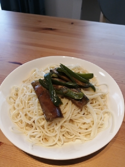 簡単！なすとピーマンの煮浸し素麺