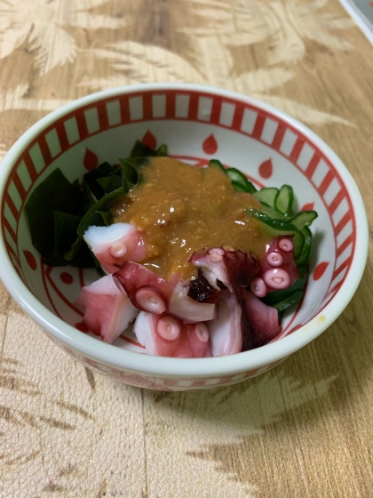 タコ、ワカメで作りました。
暑い日にピタリで美味しいです！