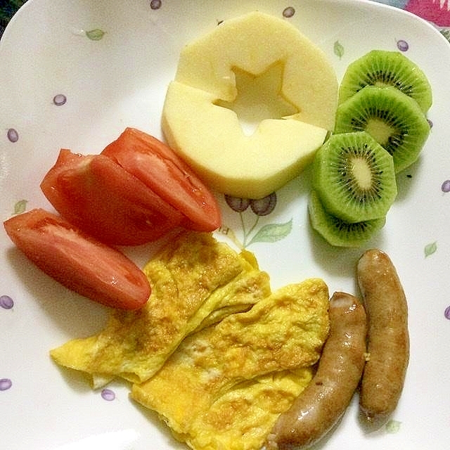 かわいいりんごのある朝食 レシピ 作り方 By サニヤスイーヨー 楽天レシピ