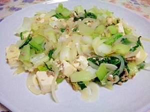 チンゲン菜と豆腐の炒め物