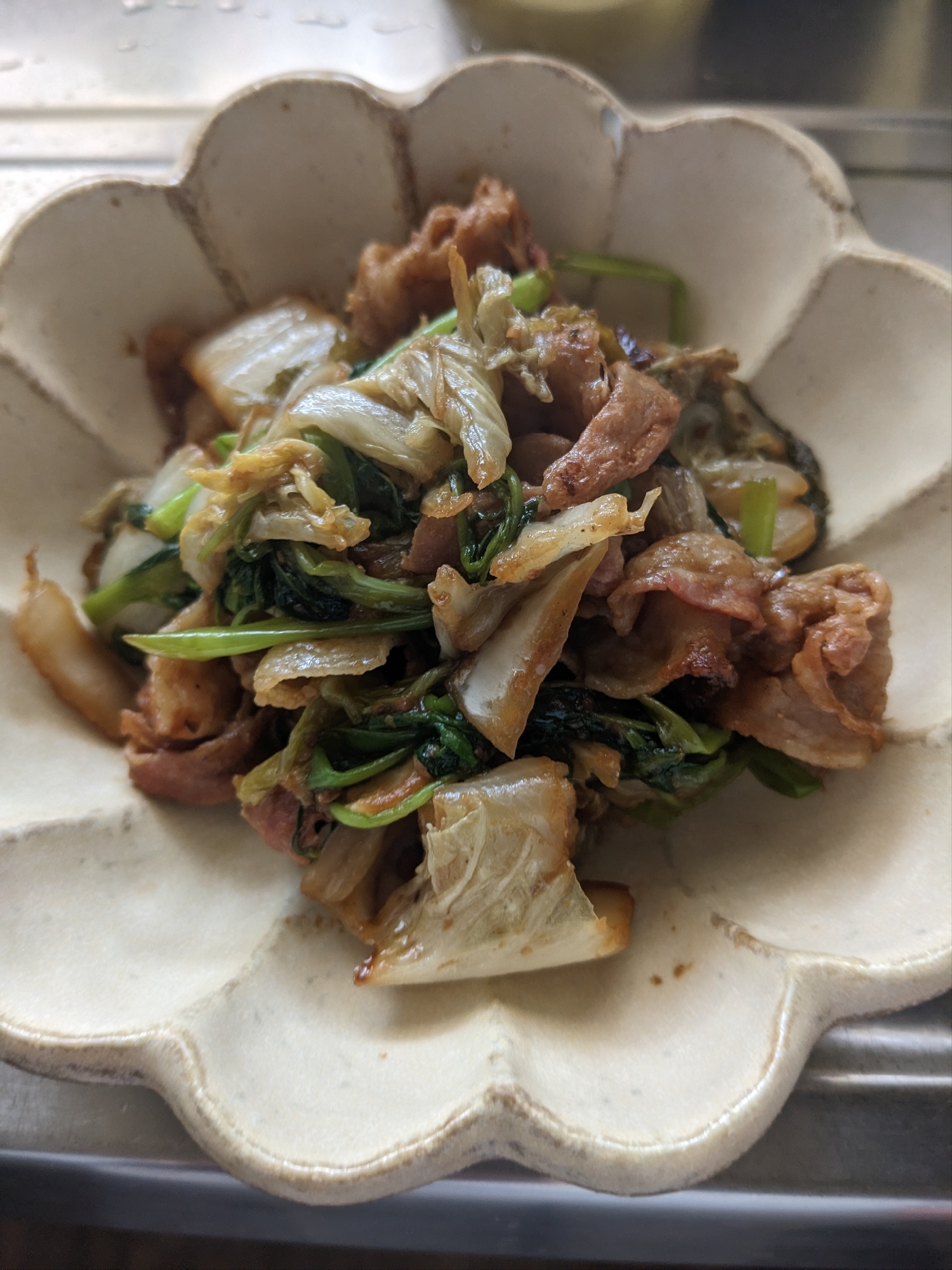 白菜の漬物と豚肉の味噌炒め
