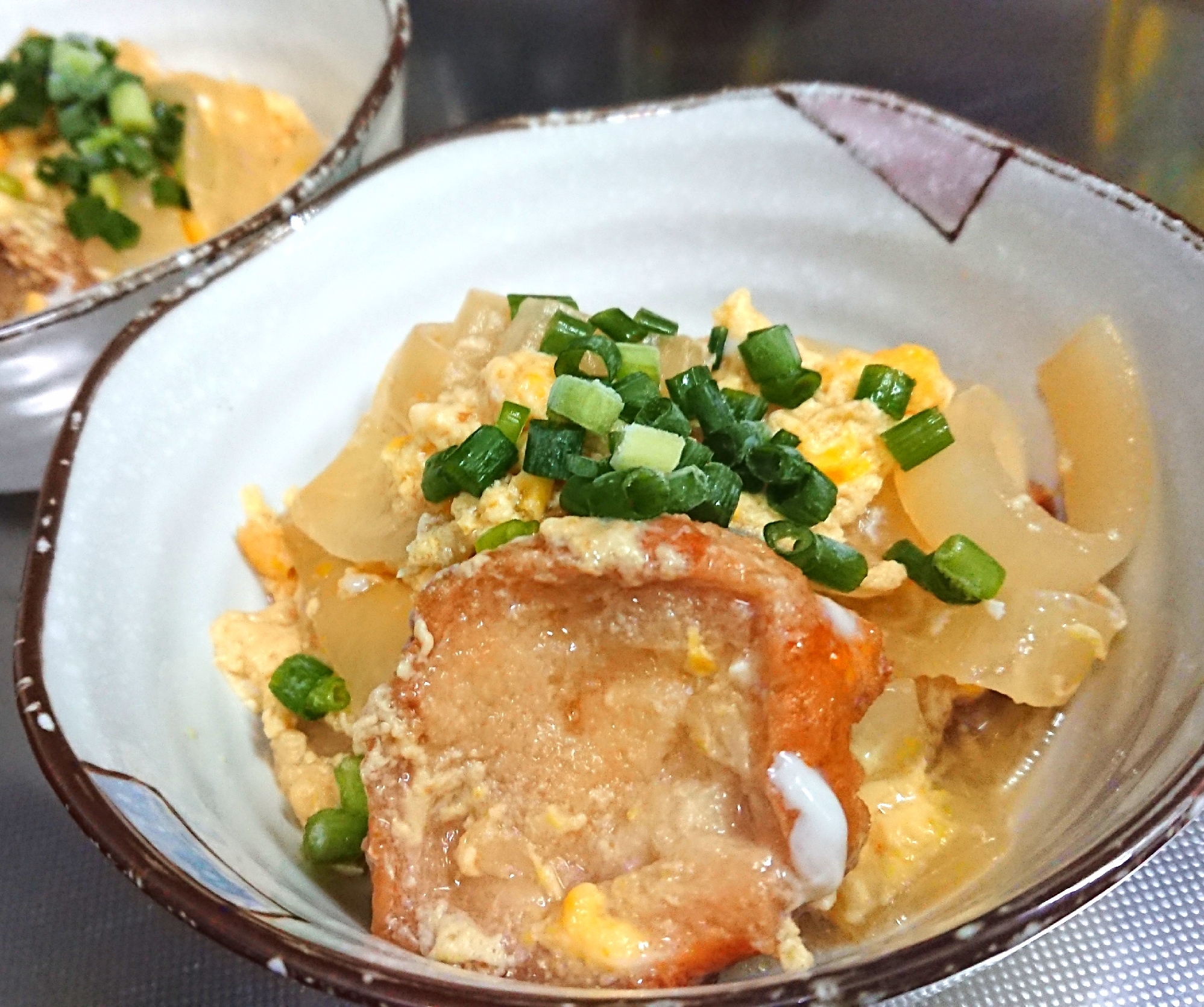 めんつゆで簡単★油麩(仙台麩)の卵とじ♪丼にも！