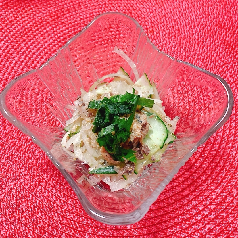 鯖缶玉ねぎ♪味ぽんがけ
