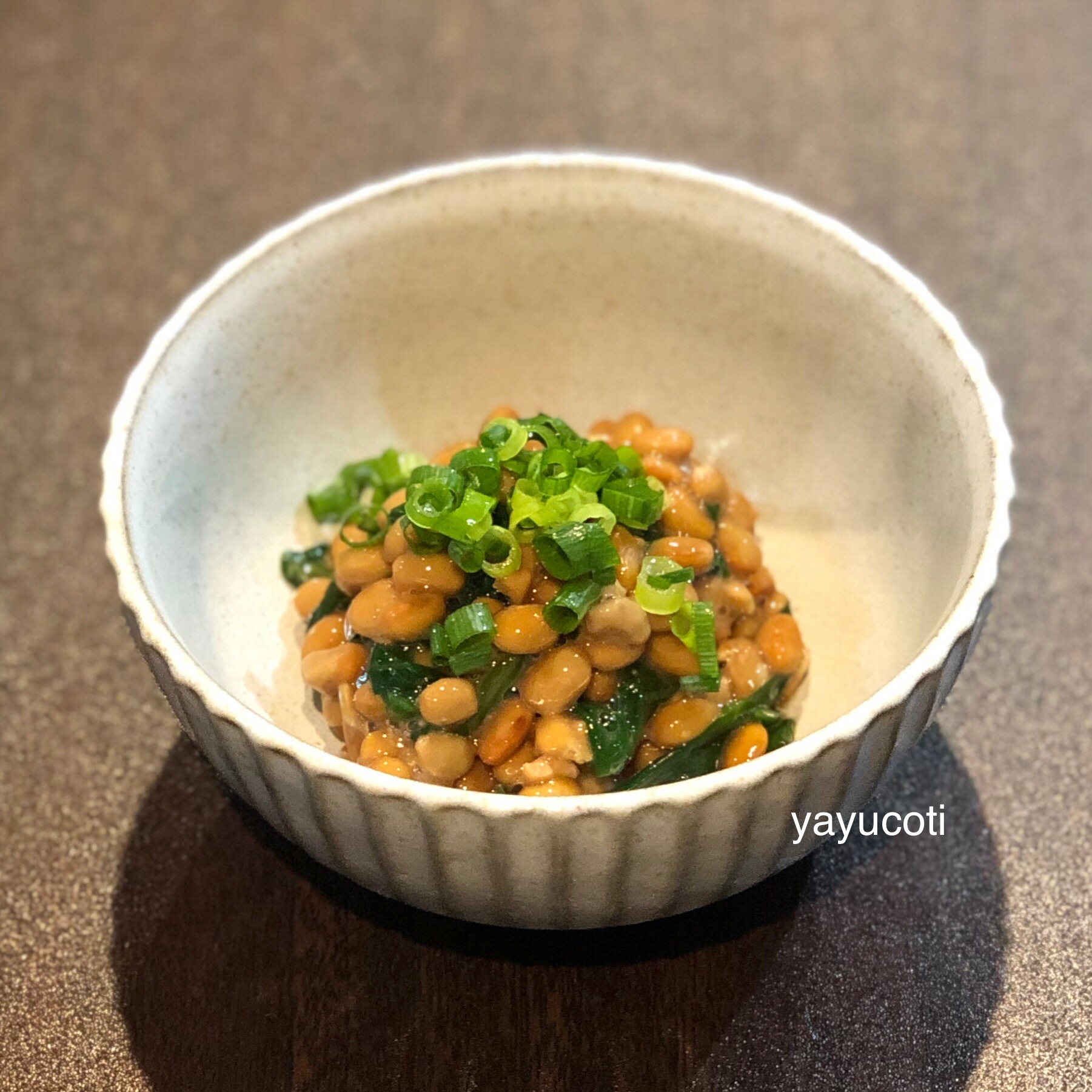 ツルムラサキと納豆のからし和え