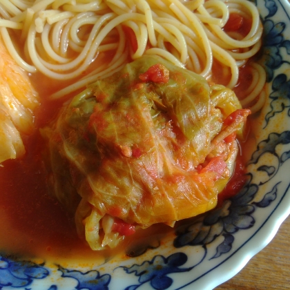 外葉利用★キャベツロールのトマトスープ