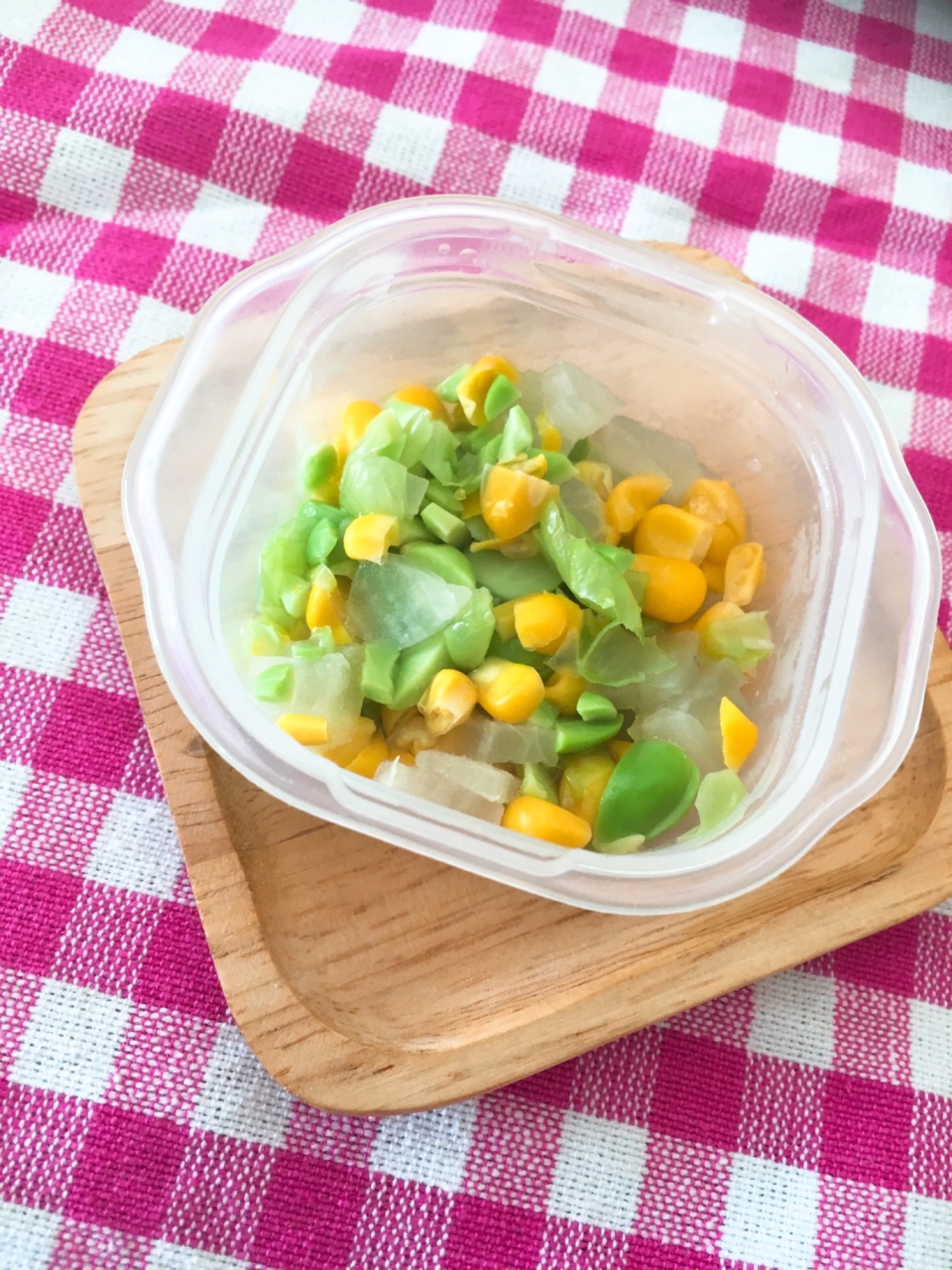 かみかみ期の離乳食♬枝豆とコーンと大根のサラダ＊