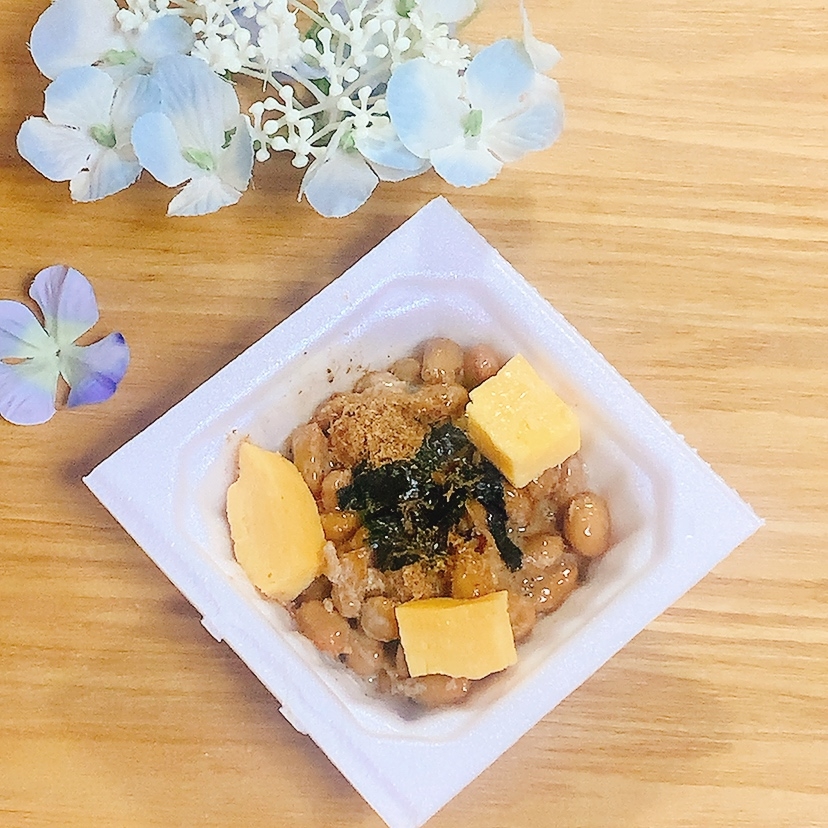 余った卵焼き♪納豆