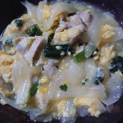 玉ねぎとほうれん草の親子丼