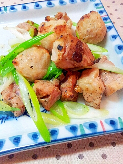 ✿残った焼き鳥で❤焼き鳥のねぎ塩ごま油炒め