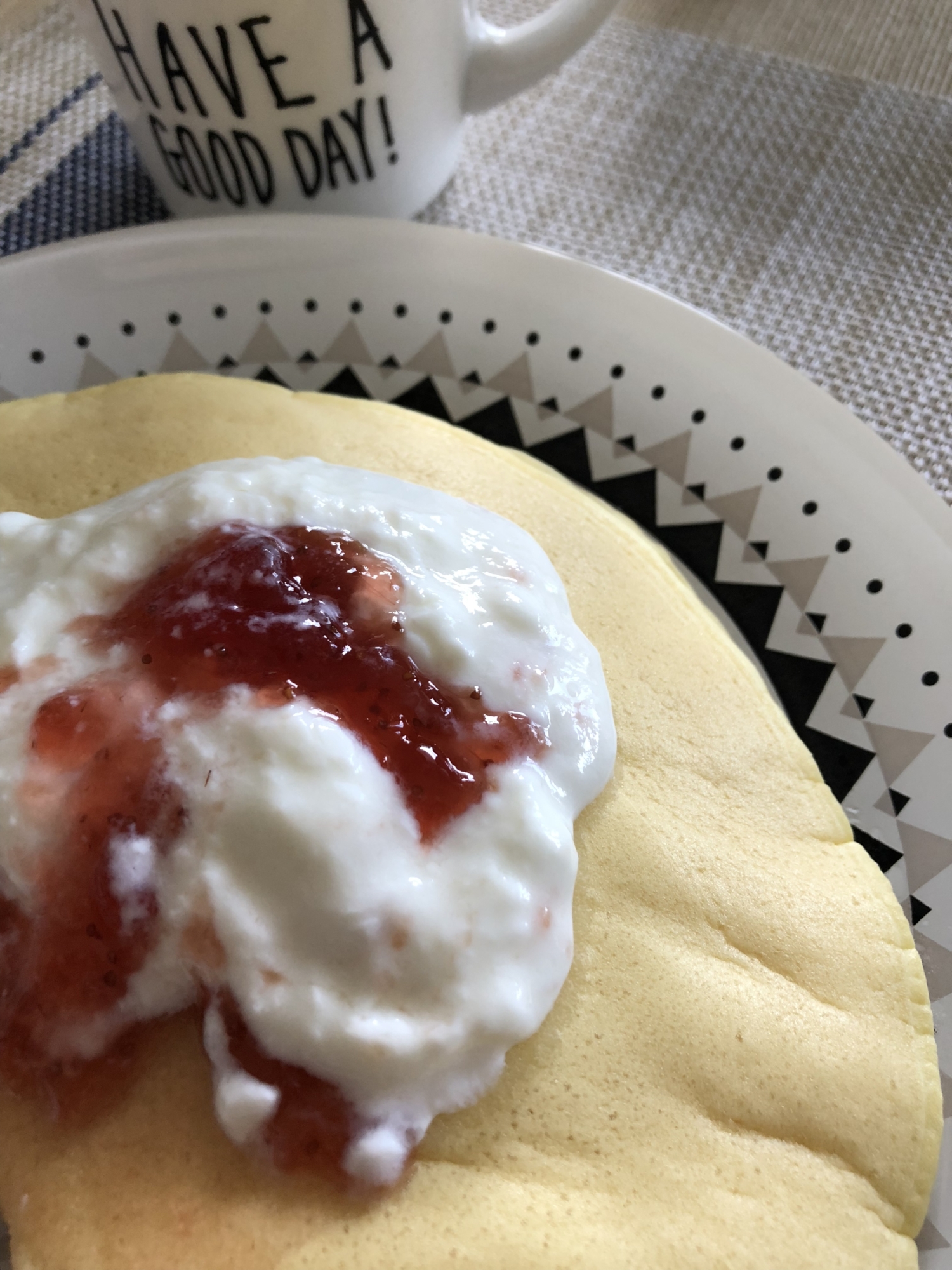 ヨーグルトイチゴジャムソースのホットケーキ レシピ 作り方 By あんなdir 楽天レシピ