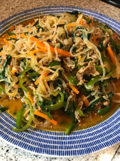 チャプチェ風★糸こんにゃくと牛肉と野菜炒め