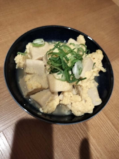 高野豆腐の煮物リメイク☆電子レンジで卵とじ