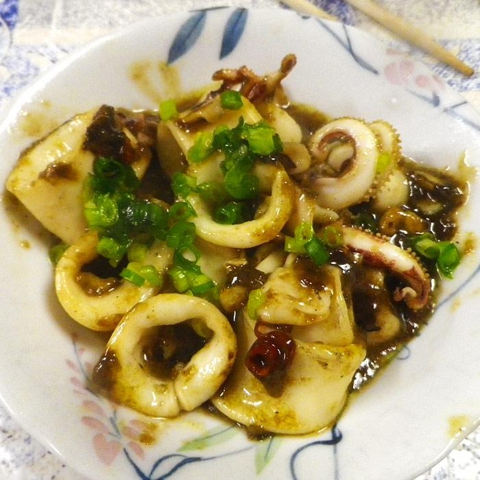 イカのピリ辛カレーポン酢焼き