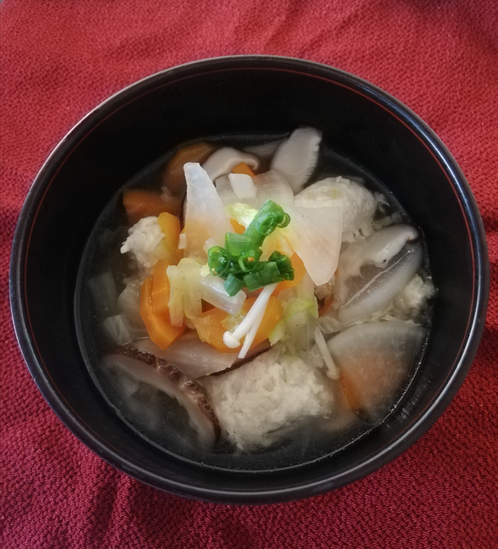 簡単♪ビニール袋de鶏団子☆野菜たっぷりスープ