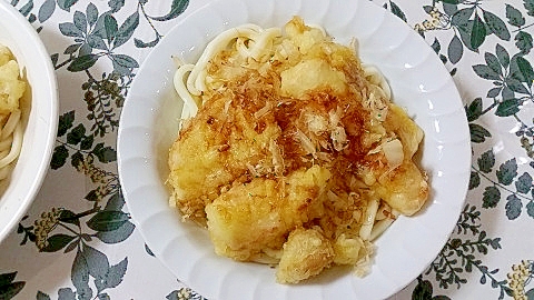 娘が作る☆鶏天とちくわのぶっかけうどん