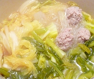 肉団子の野沢菜鍋