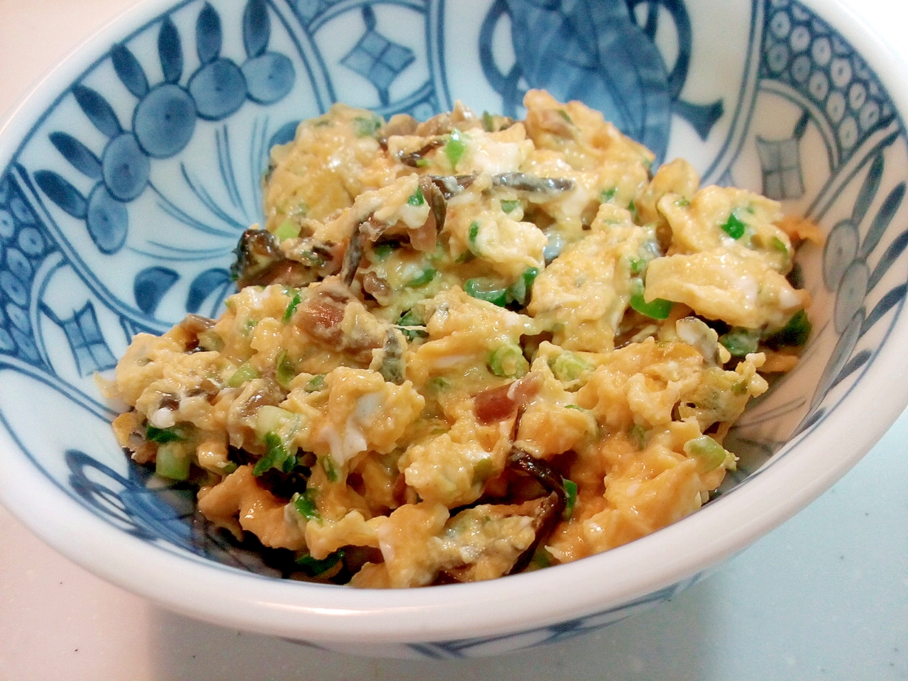 野沢菜の油炒め・葱・青のりの卵炒め