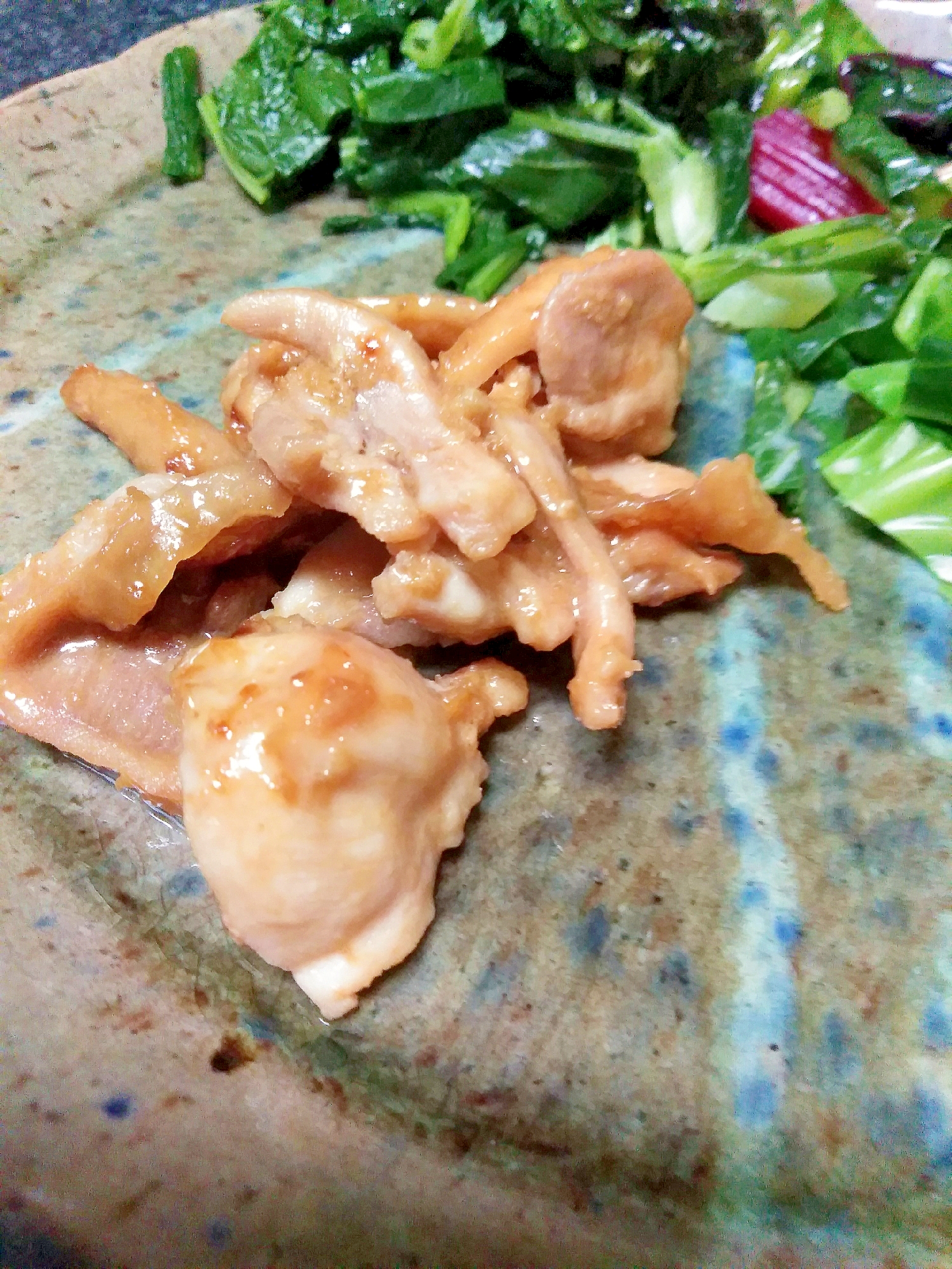 豚ロース肉で生姜焼き
