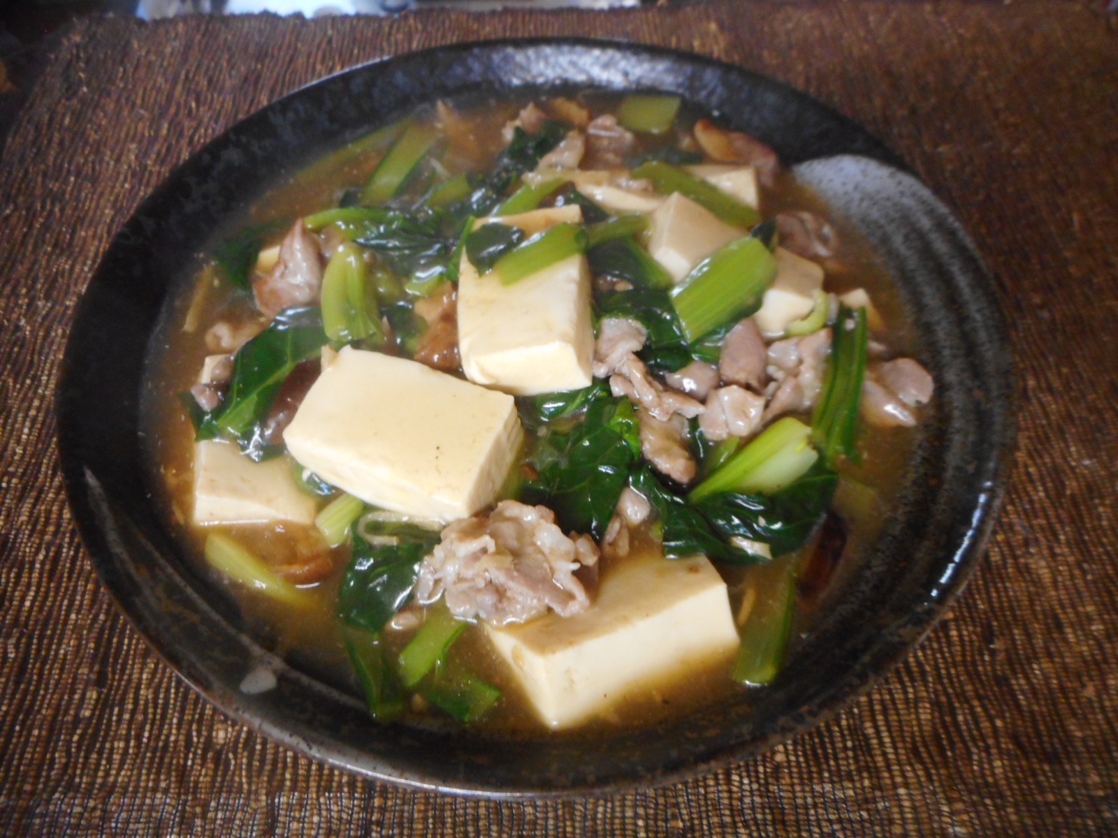 小松菜と豚肉と豆腐のとろみ煮