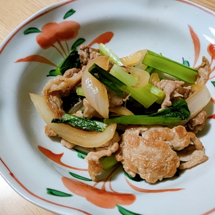 小松菜と玉ねぎと豚の簡単炒め