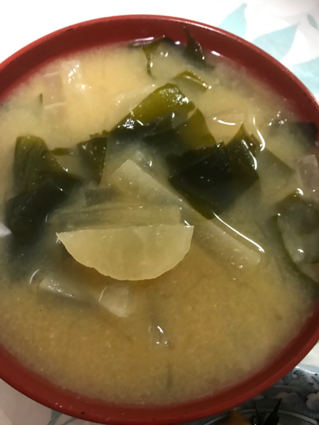 大根と生わかめと茎わかめのお味噌汁(o^^o)