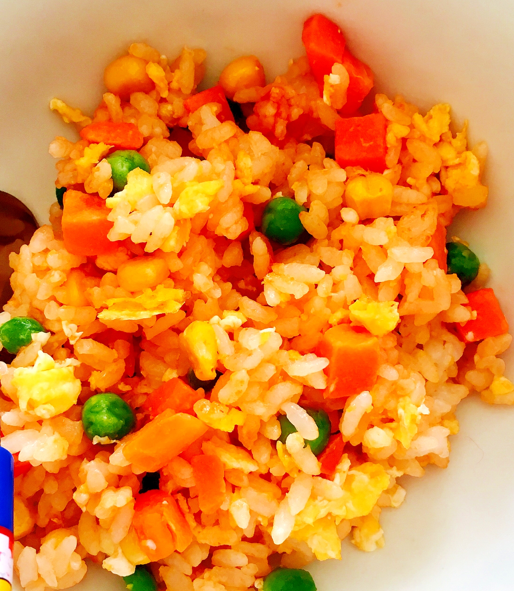 幼児食 ミックスベジタブルと卵入りのケチャライス レシピ 作り方 By みゅうしろ 楽天レシピ