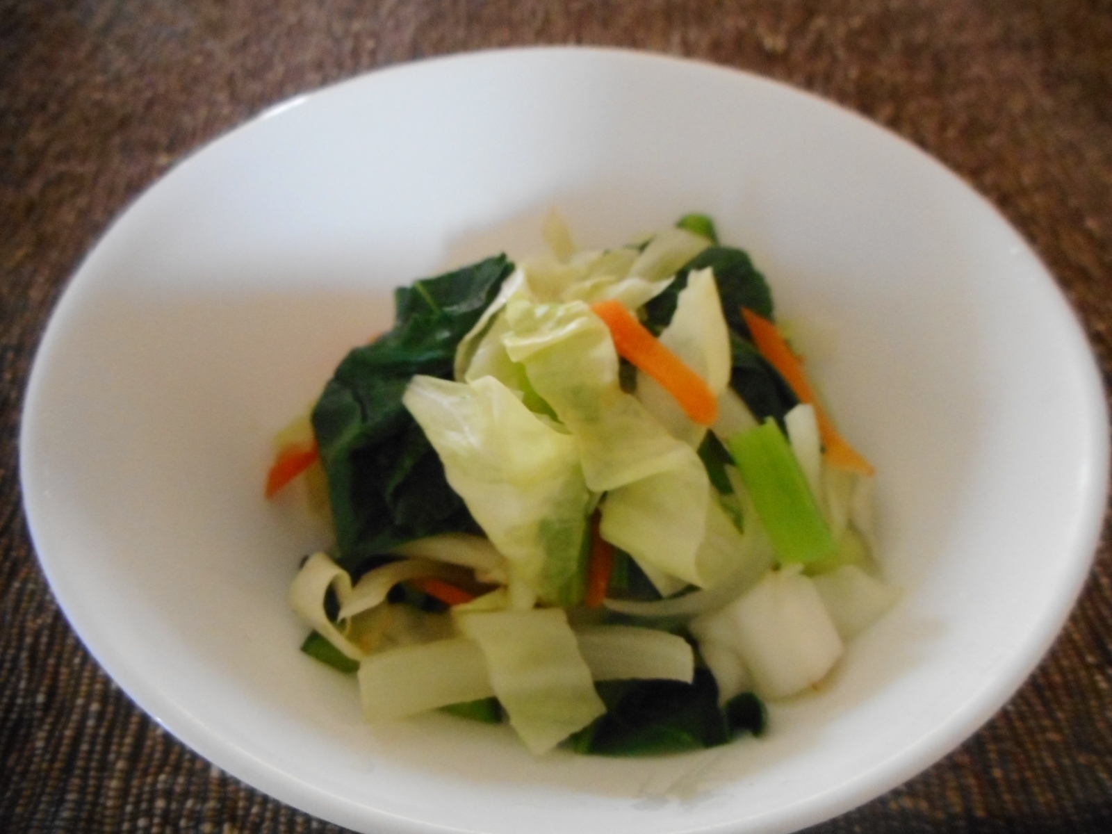小松菜とキャベツの生姜炒め