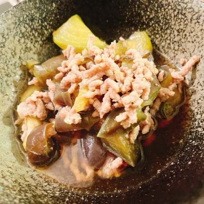 茄子とひき肉の煮浸し♪